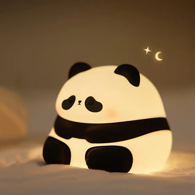 Panda Shape Silicone Smart Tap Night Light - USB Rechargeable Sensor USB LED Lights with 3 Brightness Modes, Auto-Off, Bedroom Bedside Atmosphere Accessory, Friends/Gifts for Christmas/Birthday