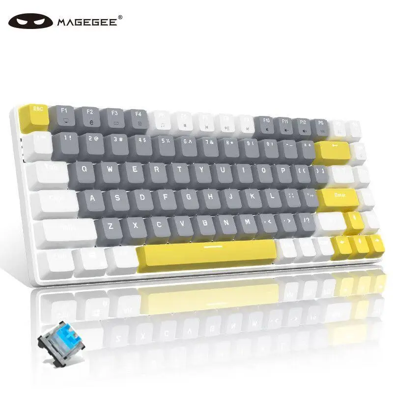 Mixed Color Keyboard Gaming Accessories, 84 Keys E-sports Gaming Keyboard, 75% Mechanical Keyboard, Wired Gaming Keyboard With Blue Switches & Ice Blu
