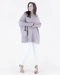 Original USA Women's Minimalist Heather Batwing Oversized Pullover Sweater With Pockets