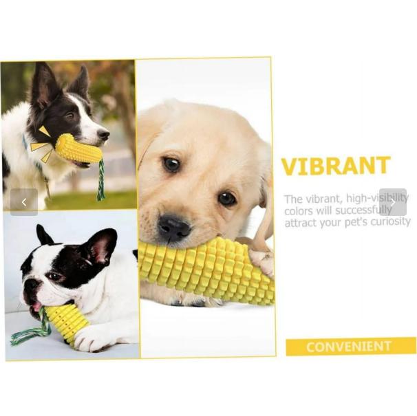 Natural Rubber Corn Dog Toy, Bite-Resistant Squeaky Chew Toy, Teething Training Accessory for Dogs of All Sizes