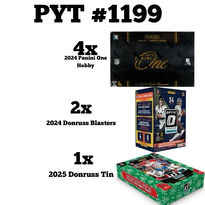 Panini Break #1199: 7 Box Pick Your Team: 4x 2024 NFL Panini One Hobby - 2x 2024 Optic Blasters- 1x 2025 Donruss Holiday Tins