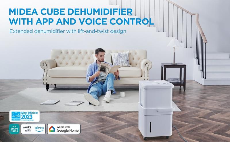 Midea Cube 20 Pint Dehumidifier for Basement and Rooms at Home, Smart Control, ENERGY STAR Efficient, Includes Drain Hose