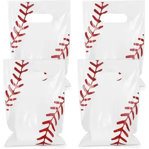 50 count Baseball  Bags with Handle, Plastic  Candy Bag  Favor Bags For Birthday Party Decoration Supplies