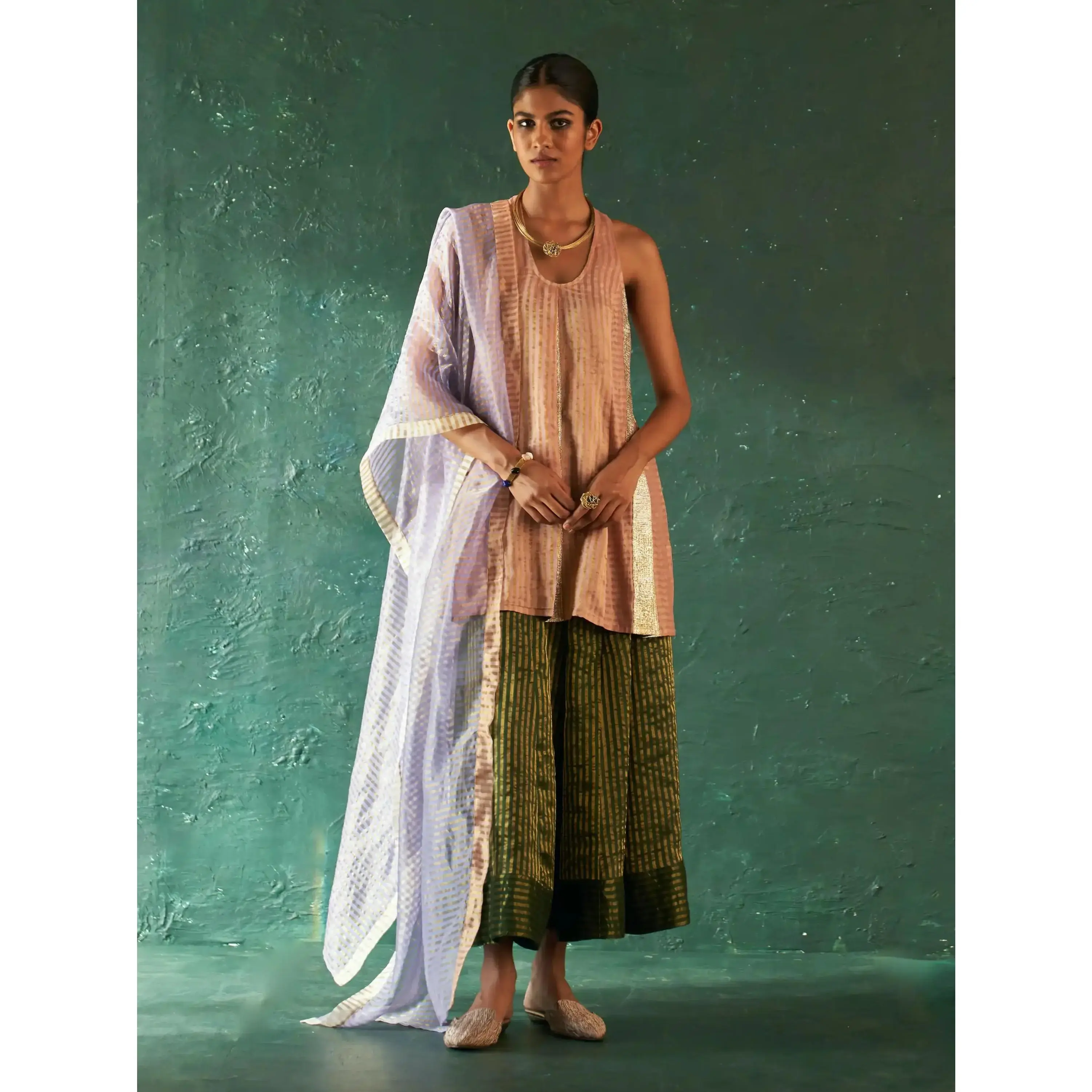 Midas rose pink stripes sharara and kurta set