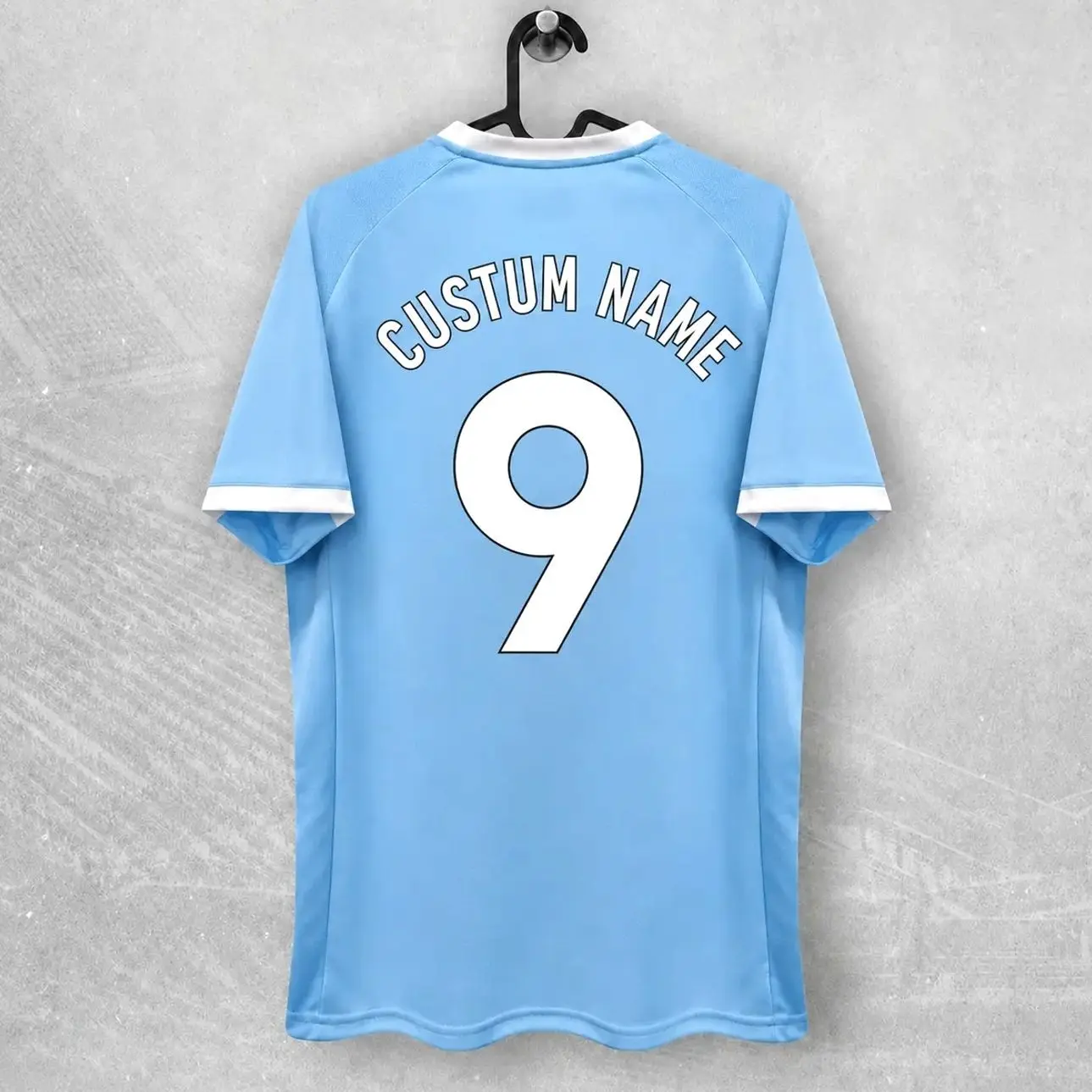 Men’s Sky Blue Football Jersey – Haaland 9 Fan Style Short Sleeve Soccer Shirt 1Z