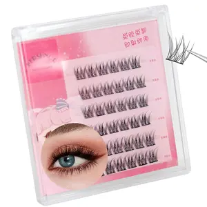 Bershnor Wispy Self Adhesive Eyelashes Clusters No Glue Needed Natural False Lashes Extensions Wispy Fluffy Mink Lash Clusters Glueless Lashes