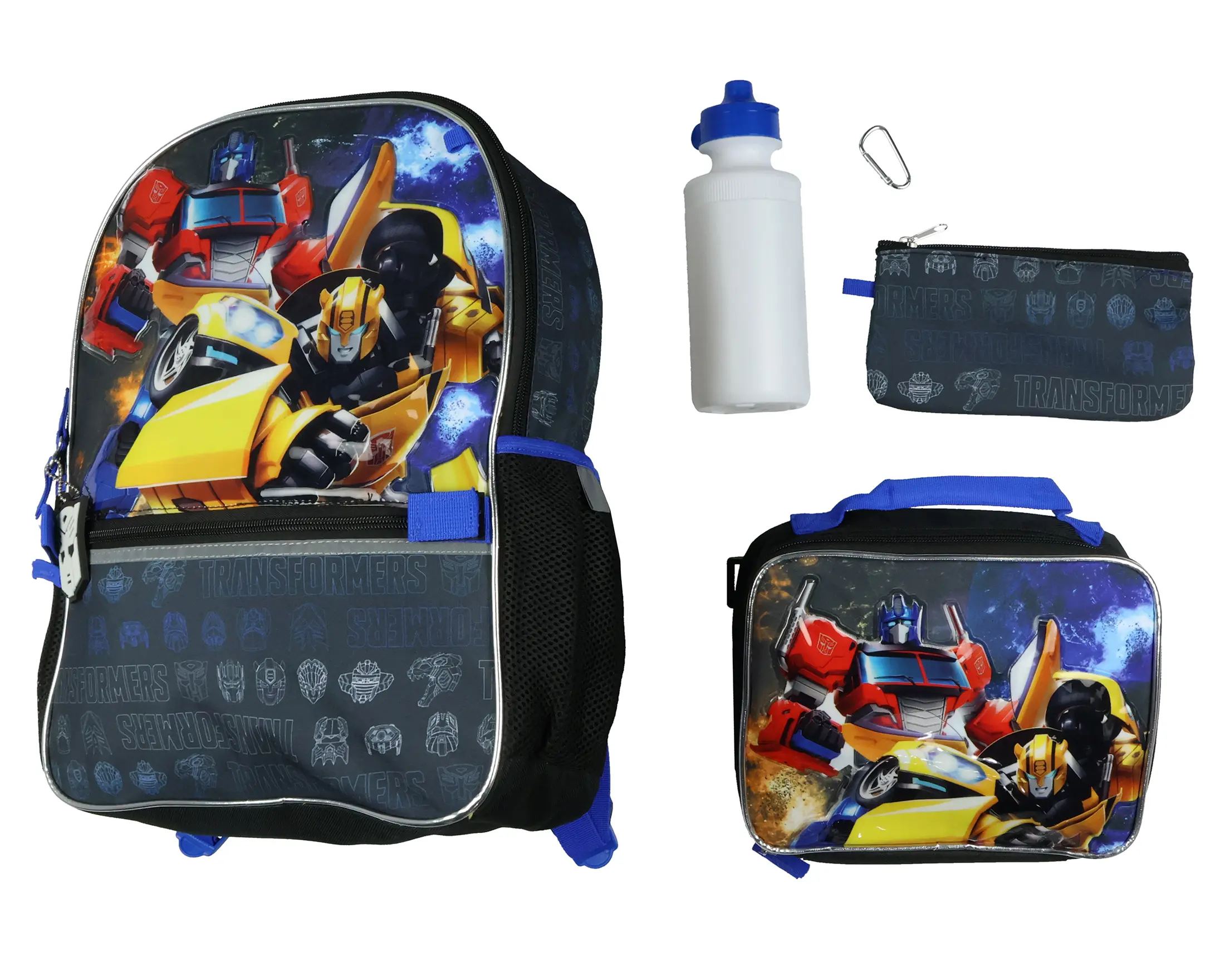 Transformers Backpack Optimus Prime and Bumblebee 5 Piece Tote Bag Set 16" Transformers Backpack Optimus Prime and Bumblebee 5 Piece Tote Bag Set 16"