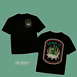 Tactical Frog "Send It" T-Shirt | Skeleton Hand Military Graphic Tee | Edgy Streetwear No Victory Without Sacfice Shirt