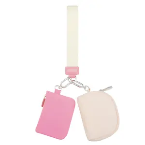 Compact Mini Wristlet Wallet with Keychain - Dual Pouch Coin Purse, Perfect for Everyday Use