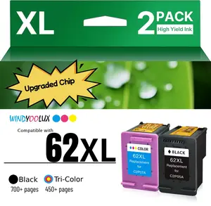 62XL Ink Cartridges Black and Color Compatible for HP 62XL Ink Cartridge Combo Pack for HP Ink 62 Fit for Envy 7640 5660 7645 5540 5640 OfficeJet 5746 5740 5745 5741 8040 250 200 Printer Multiple Models Ink Cartridge Replacement Tri-Color