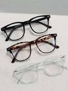 3Pcs Unisex Round Decor Eyeglasses, Assorted Frame Casual Fashion Glasses, Versatile Eyewear for Kids & Adults