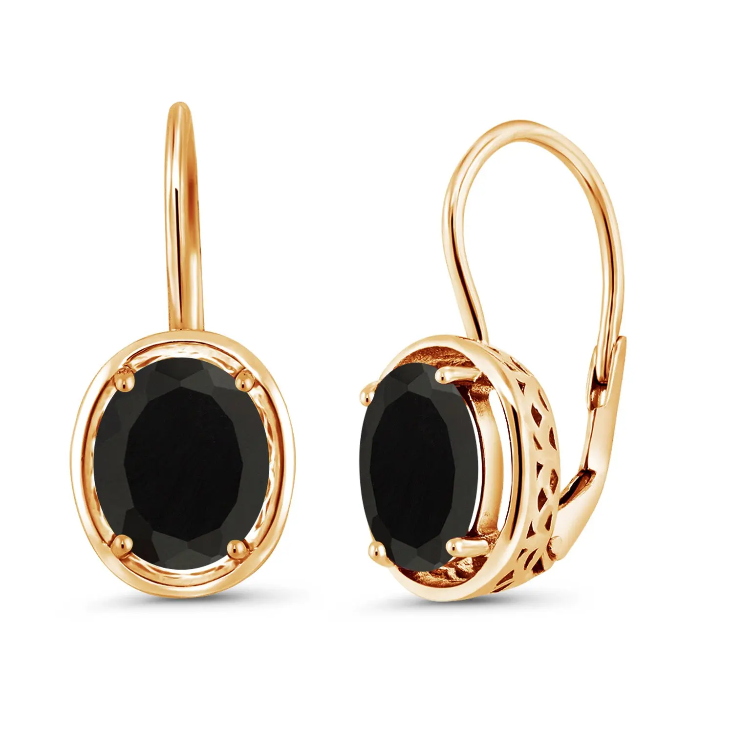 4.00 Cttw Oval Black Onyx Dangle Earrings For Women