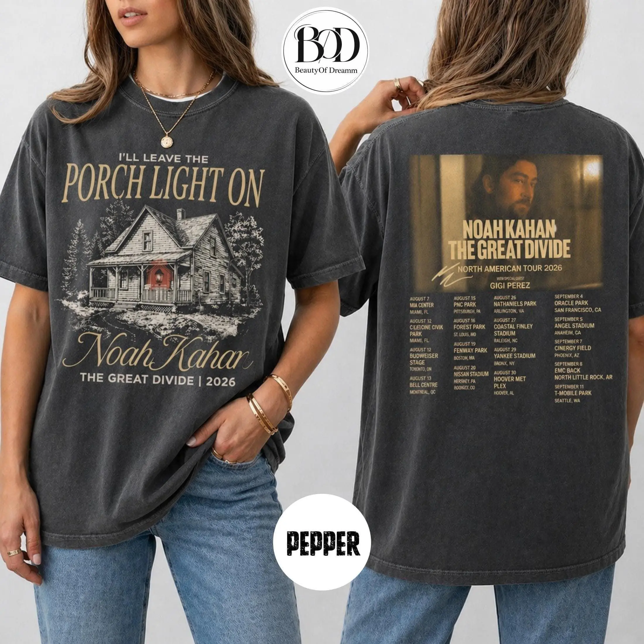 Noah Kahan The Divide Tour t-Shirt, The Great Divide | 2026 Shirt, I'll Leave Porch Light On Concert shirt, Tour Shirt