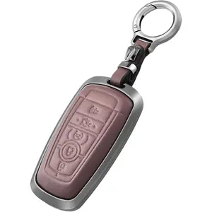 Key Fob Cover for Ford, Special Key Fob Case Cover Holder for Ford Fusion Explorer Escape F150 F250 F350 F450 F550 Edge Maverick Expedition Lincoln Aviator 5 Buttons Smart Key Holder, Brown