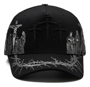 Black Curved Brim Adjustable Baseball Cap, District Viacrusis