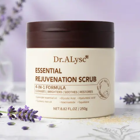 Lavender Oil Restoring Face & Body Exfoliating Scrub, Intensive Repair & Soothing with Hyaluronic Acid, Niacinamide & Squalane, Smooths Rough KP & Blackheads, Brightens & Repairs Skin Barrier for Face, Underarms, Legs & Daily Bath Care