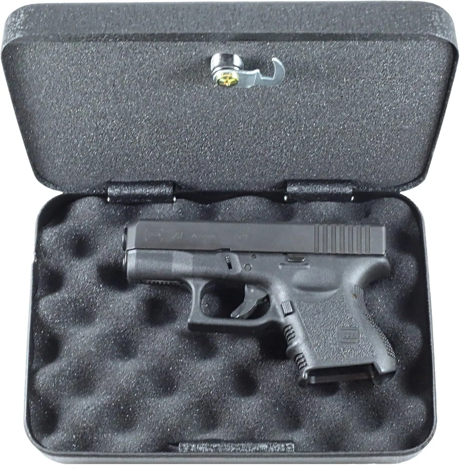(Firearm Safety Devices - -MLC5200 Keyed Steel Lockable  Case &  Box  Heavy-Duty  Coated Steel  TSA Approved  Compact for Easy Storage