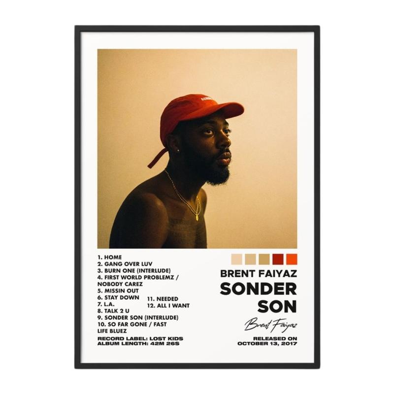 2 Color Options - Sonder Son by Brent Faiyaz Album Poster No Frame / Album Cover Poster / Music Gift / Music Wall Decor / Album Art / Decor Home Black and White Ace of Hearts Posters Framed Canvas Poster for Wall Decoration