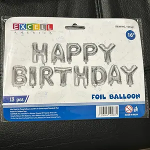 Happy Birthday Foil Balloons - Set of 16, 16 Inches Each
