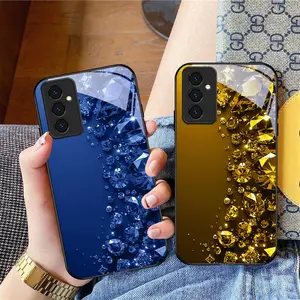 Brilliant red gemstone Smartphone case suitable for Samsung Galaxy A16 5G/A04 4G/A14 5G/A23/A24 4G/A05 4G/A05S 4G/A03 Core/A12/A26 5G/A14 4G/A15 4G/A25 5G/A13 5G/A04e/A06/A13/A12 Nacho Black glass protective case