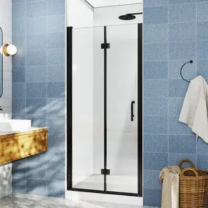 38 Inch Bifold Shower Door 36"-38" W x 72" H Foldable Matte Black | Adapt