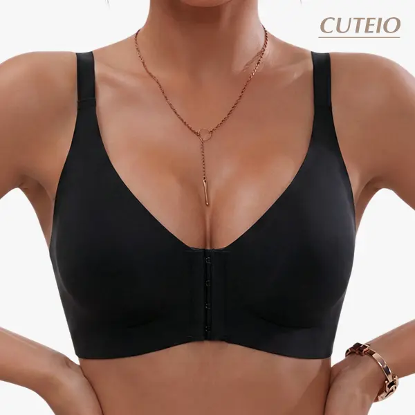 CUTEIO Women’s Wireless Push-Up Bra with Front Closure — Back Coverage for a Beautiful Curve, Comfortable for Everyday Wear / T-Shirt Bra — BE1782