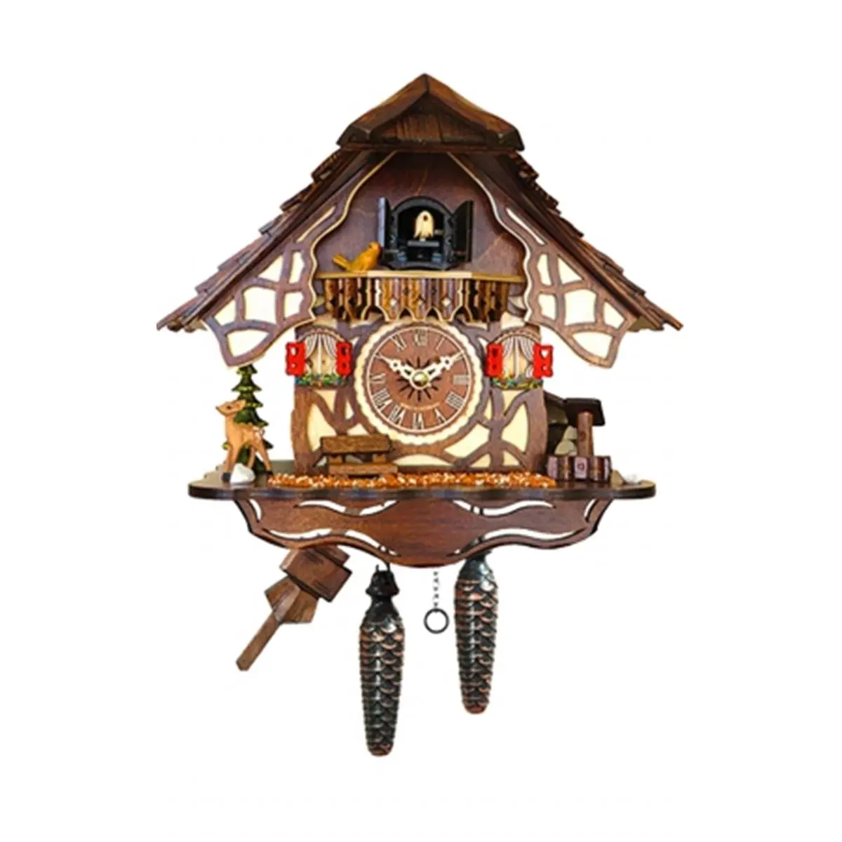 Traditional Battery-Operated Analog Clock - Full-Size Wooden Cuckoo Clock, Bedroom Home Decor & Home Supplies, Batteries