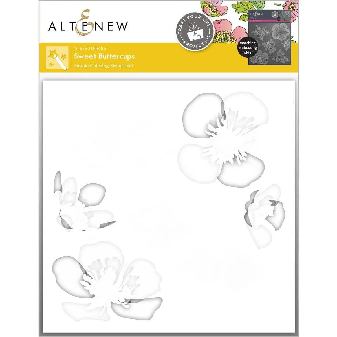 Craft Your Life Project Kit: Sweet Buttercups Simple Coloring Stencil Set (5 in 1)