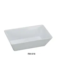 Yanco RM-618 Rome Rectangular Deep Plate Dinnerware Sets, White - Pack of 6