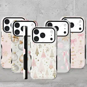 Two-in-one, pink Christmas protective and super cool decoration for iPhone 17, 16, 15, 14, 13, 12, 11, 7, 8, and X series models. Christmas phone case, gift, present, must-have, trendy -- 975