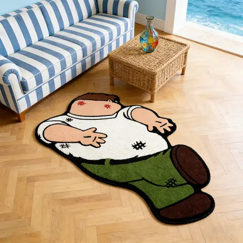 Creative Cartoon Character Plush Rug, Soft Comfortable Bedside Mat for Young Adults, Perfect for Living Room Bedroom Closet Vanity Area, Cartoon Pattern Rug, Decorative Rug, Home Decor Rug, Home Decoration Mat