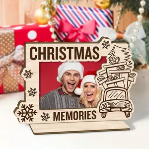 1pc Christmas Theme Wooden Photo Frame, With "Christmas Memories", With a Base Can Stand on the Desktop, Best Christmas Gift choice for Yourself, Family, Desktop Decorative Sign Frame