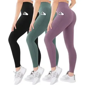 3 Pack High Waisted Leggings for Women-Soft Athletic Tummy Control Pants for Running Yoga Workout Reg & Plus Size