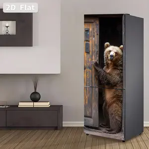 Self-Adhesive Refrigerator Stickers, Removable PVC Kitchen Door Decals, DIY Home Decor, Bear Theme, 30x180cm, Set of 2