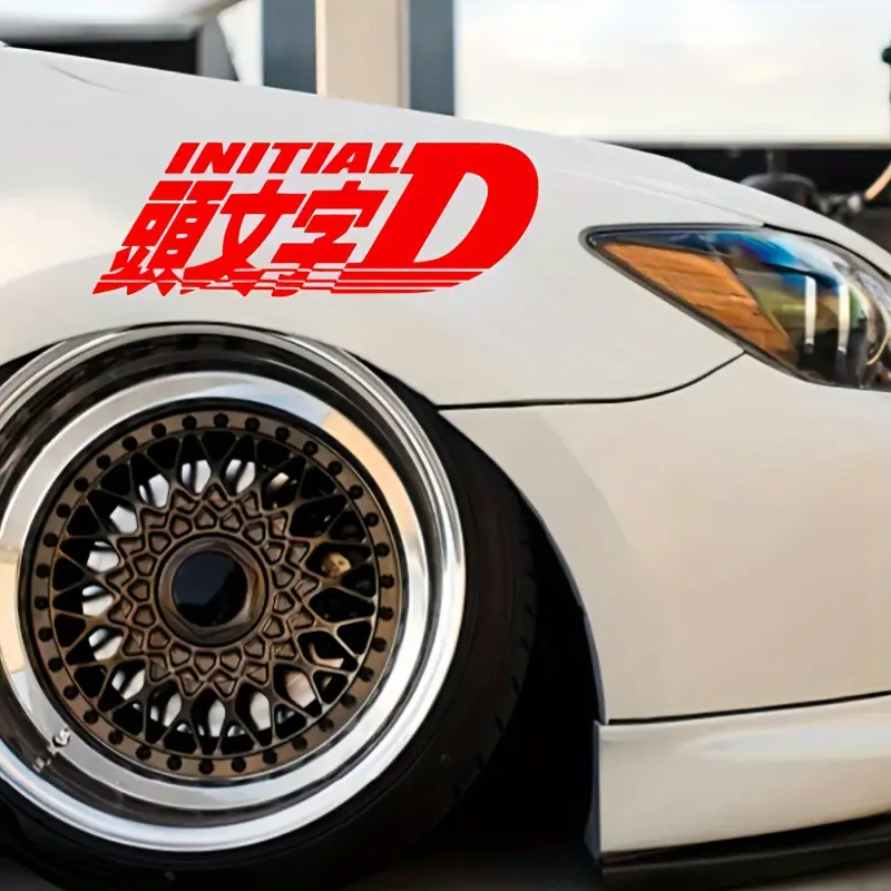 Initial D Chinese Character Car Sticker, 86 Drift Car Bumper and Window Sticker, Self-adhesive, Durable, Disposable, Irregular Shape, Car Exterior Accessories