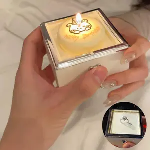 New Rednote Bear Flip Ring Box Valentine Birthday Mini Cake for Girlfriend Gift Surprise Boxes Packaging Box
