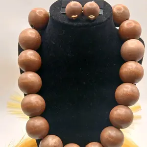 Ebony Eyes Natural Wood Statement Necklace