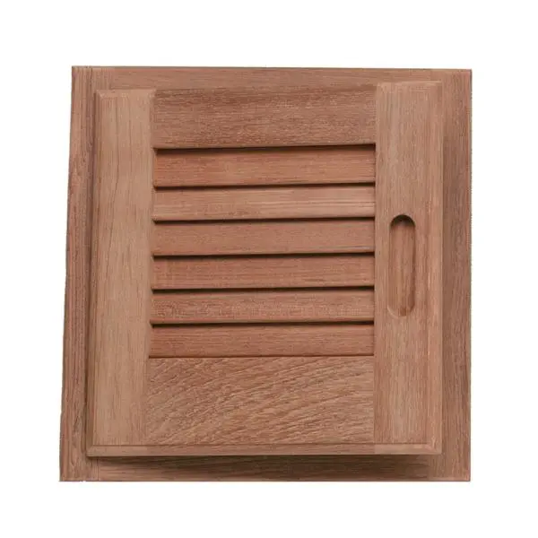 60721 SeaTeak Teak Louvered Door & Frame - Left Hand - 12" x 12"