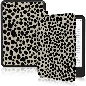 Slim Case for All-New 6" Kindle(11th Generation,2024/2022 Release),  Lightweight PU Leather Cover with Auto Wake/Sleep for Kindle 11th Generation 2024/2022, Khaki Leopard Print