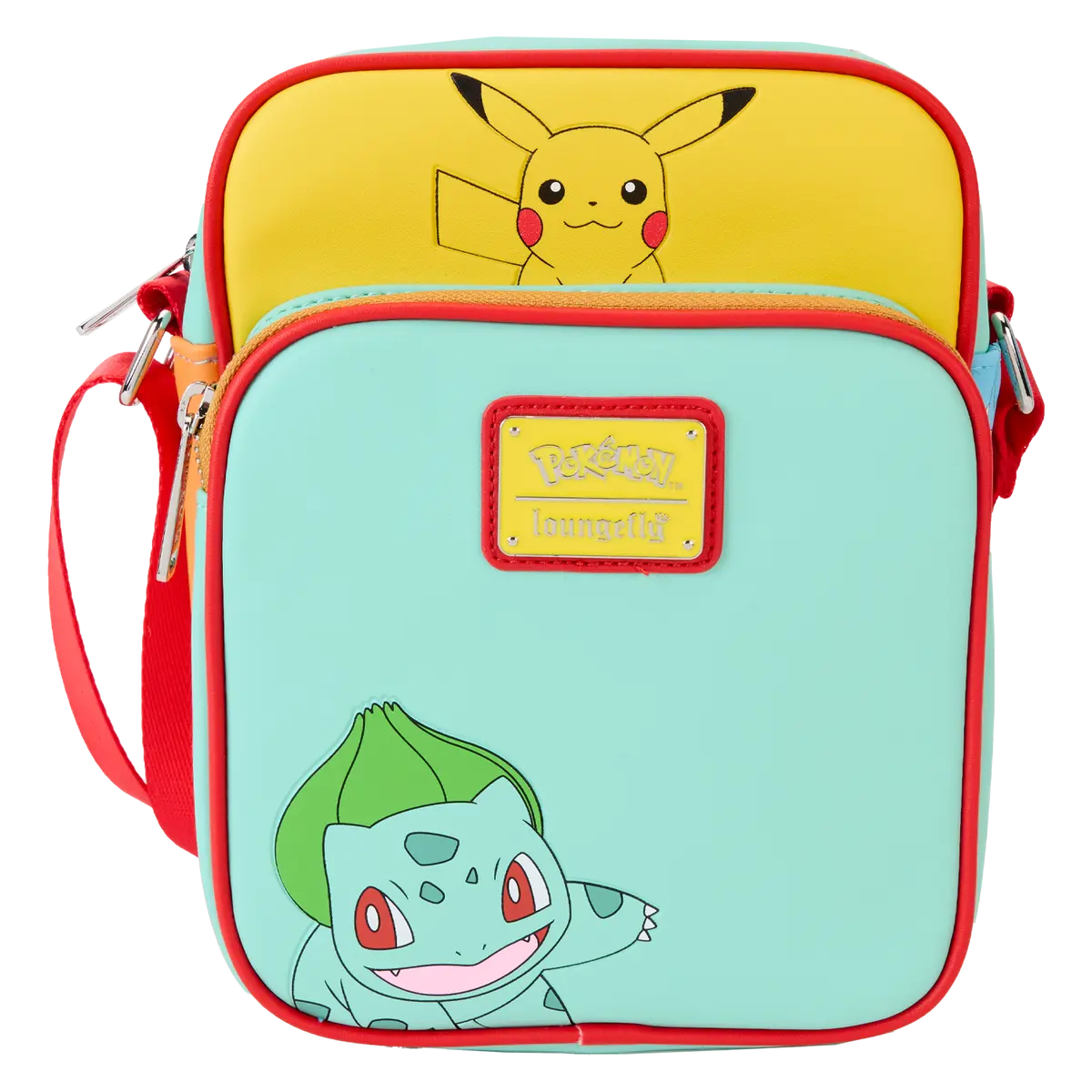Loungefly Pokemon Starters Colorblock Crossbody Bag, Women's PU Leather Purse with Adjustable Strap, Colorblock Bag, Pu Leather Bag