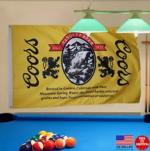 Coors Banquet Beer 3x5 Flag Banner Man Cave USA Garage Wall Bar Advertising New