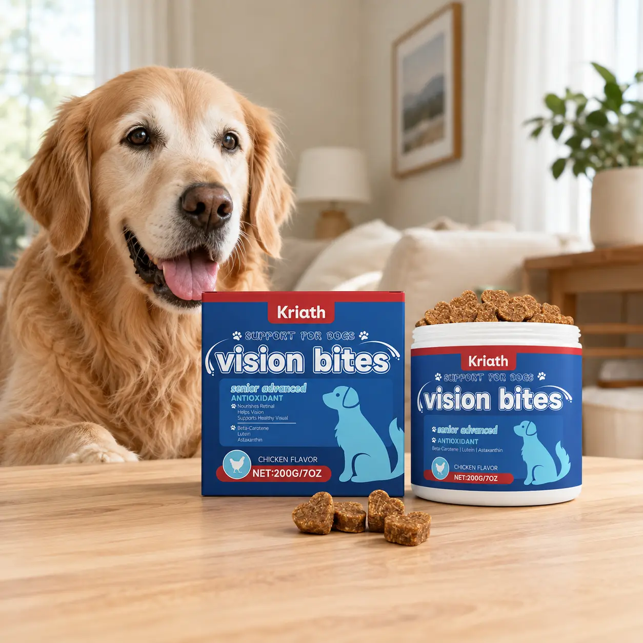 Vision Support Soft Chews for Dogs, Senior Dog Eye Health Supplement with Lutein, Beta-Carotene & Antioxidants, Chicken Flavor Dog Treats, Daily Nutrition for Adult Dogs