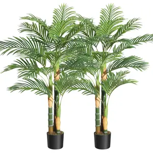 Garvee 5-foot Golden Cane Artificial Palm, Potted Tropical Palm, UV Resistant, Fake Plant for Home, Office, House, Outdoor Interior Decoration, Pack of 2