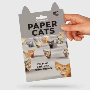Cute Fun DIY Foldable Paper Card Set, 50 Sheets, Create 3D Cats Dogs, Perfect Gift for Craft Lovers, Detailed Folding Instructions Included, Paper Animals