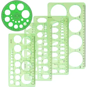 5 Pieces Plastic Circle and Oval Measuring Stencils, Geometry Rulers, Geometric Drawing Templates for Office, School, Construction, Drafting