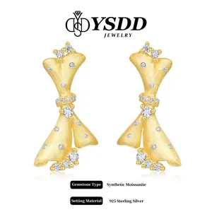 【#516 -4 Autumn Special】Retro Skirt Style Stud Full Moissanite vvs Synthetic Moissanite Earrings in 925 Sterling Silver