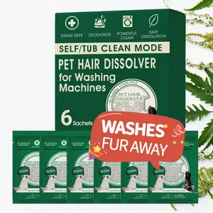 SeedsHub Pet Hair Dissolver for Washing Machines Enzymatic 5-in-1 Action Powder 96.7% Hair Removal Deodorizer Top & Front Load Deep Cleaning 6 Packs/3.53 oz each Laundry Washer Septic Safe TikTokShopSpringGlowUp