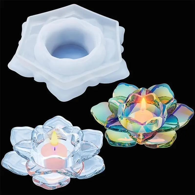 1pc for Lotus Tealight Candle Holder Resin Mold Candlestick Holder Holder Silicone Mold