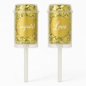 Gold "Congrats Love" Confetti Poppers for Weddings, 2-Pack
