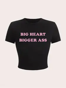 'Big Heart Bigger Ass' Graphic Crop Top T-Shirt